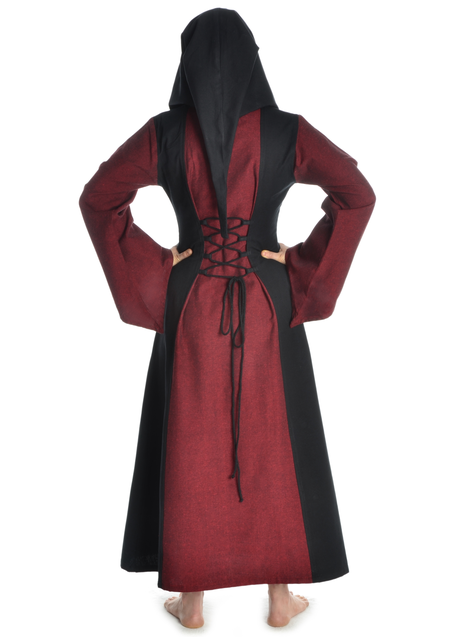 Mittelalter Kleid Liebgart in Rot-Schwarz Rückansicht