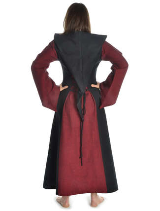 Mittelalter Kleid Liebgart in Rot-Schwarz Rückansicht 2