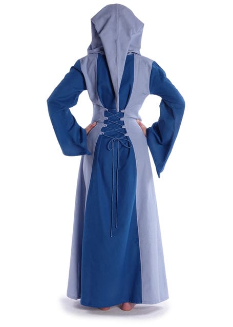 Mittelalter Kleid Liebgart in MISSING: royalblue-lightblue Rückansicht
