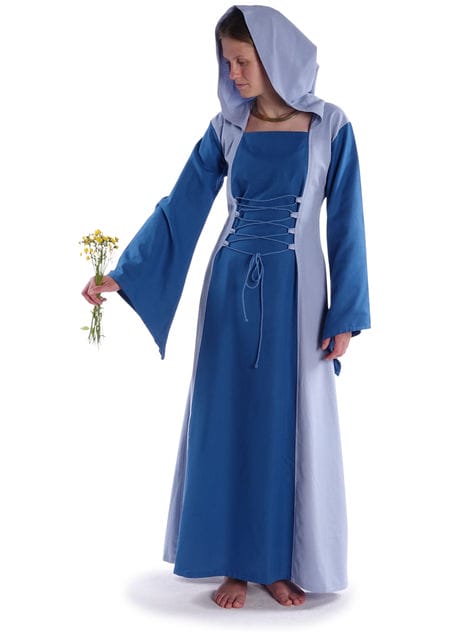 Mittelalter Kleid Liebgart in MISSING: royalblue-lightblue Frontansicht