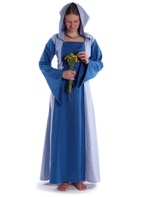 Mittelalter Kleid Liebgart in MISSING: royalblue-lightblue Frontansicht 3