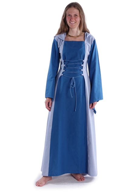 Mittelalter Kleid Liebgart in MISSING: royalblue-lightblue Frontansicht 4