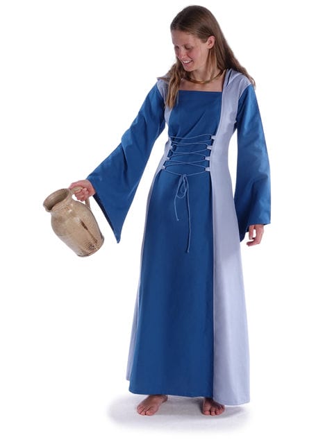 Mittelalter Kleid Liebgart in MISSING: royalblue-lightblue Frontansicht 5