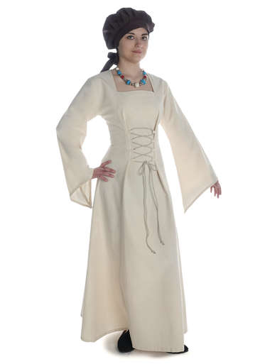 Mittelalter Kleid Amurfina in Beige Seitenansicht