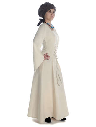 Mittelalter Kleid Amurfina in Beige Seitenansicht 2