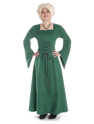 Mittelalter Kleid Amurfina in GrÃ¼n Frontansicht
