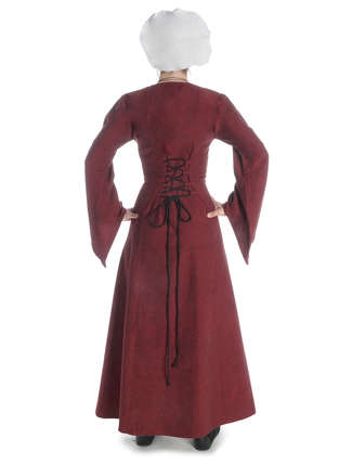 Mittelalter Kleid Amurfina in Rot Rückansicht
