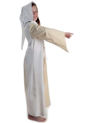 Mittelalter Kinderkleid Obilot in Beige-Weiß Seitenansicht