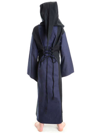 Mittelalter Kinderkleid Obilot in Blau-Schwarz Rückansicht