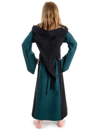 Mittelalter Kinderkleid Obilot in Grün-Schwarz Rückansicht