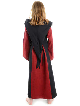 Mittelalter Kinderkleid Obilot in Rot-Schwarz Rückansicht