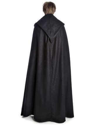 Mittelalter Umhang Ibelin in Schwarz Rückansicht 2