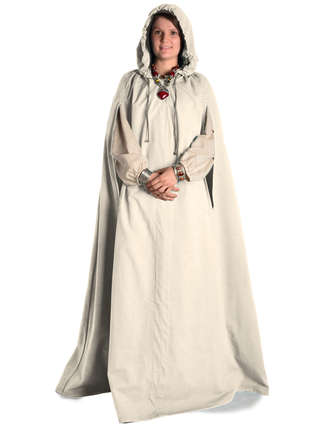 Mittelalter Umhang Minne in Beige Frontansicht