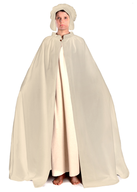 Mittelalter Umhang Amelgart in Beige Frontansicht