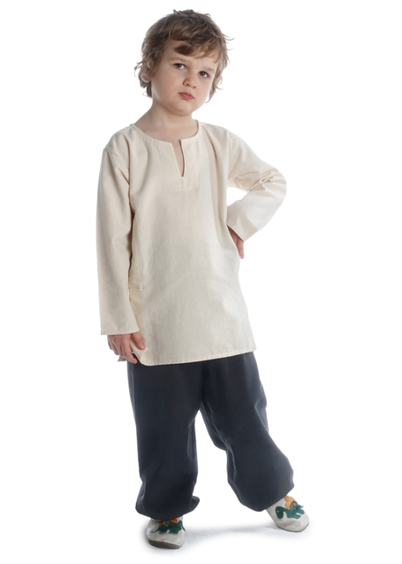 Mittelalter Kindertunika Eliant in Beige Frontansicht