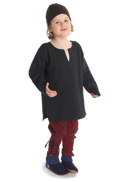 Mittelalter Kindertunika Eliant in Schwarz Frontansicht 2