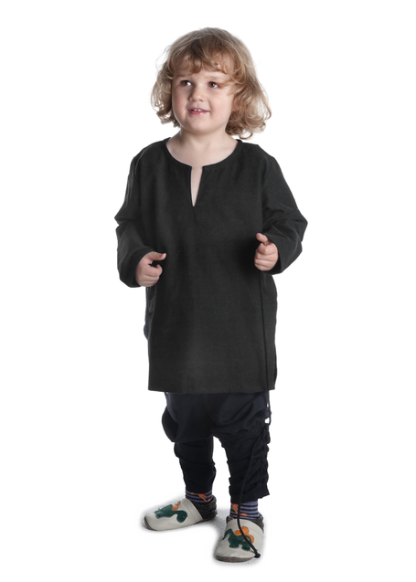 Mittelalter Kindertunika Eliant in Schwarz Frontansicht 4