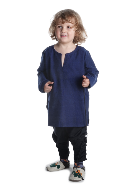 Mittelalter Kindertunika Eliant in Blau Frontansicht 2