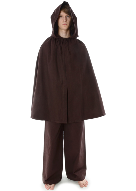 Mittelalter Umhang Grine in Braun Frontansicht