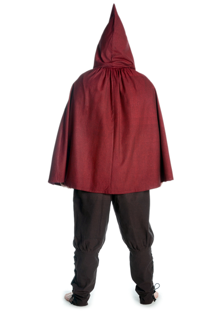 Mittelalter Umhang Grine in Rot Rückansicht