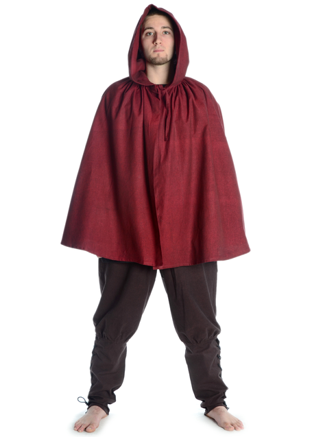 Mittelalter Umhang Grine in Rot Frontansicht