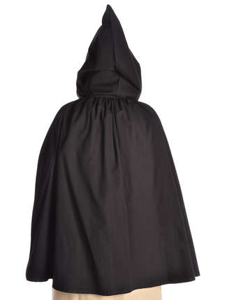 Mittelalter Umhang Virginal in Schwarz Rückansicht 2