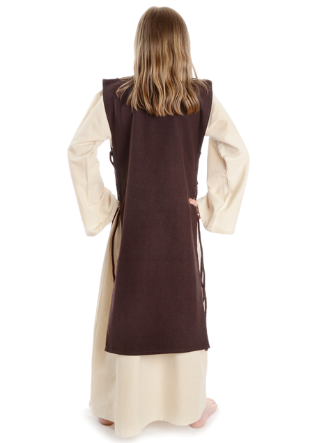 Mittelalter Kinderkleid Alyze (Set) in Beige-Braun Rückansicht