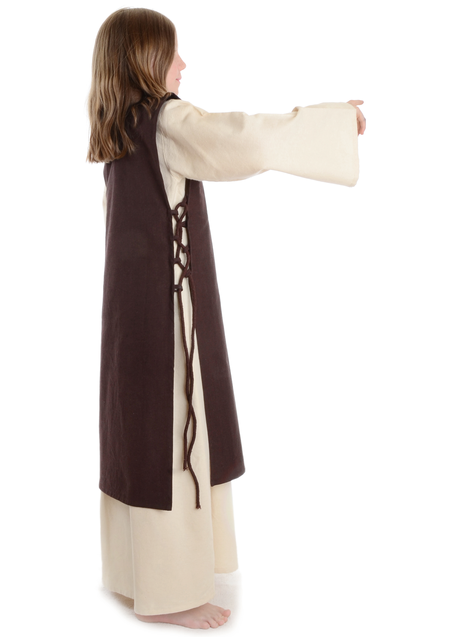 Mittelalter Kinderkleid Alyze (Set) in Beige-Braun Seitenansicht