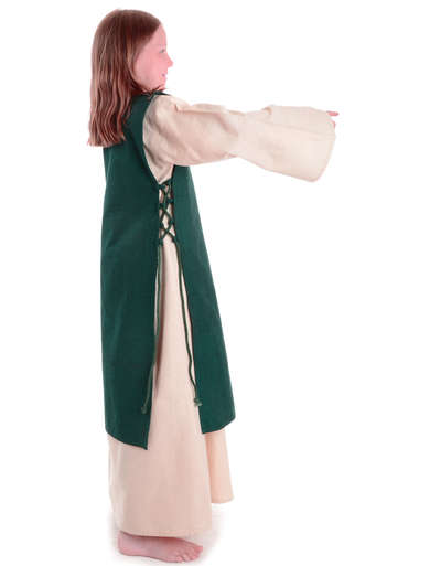 Mittelalter Kinderkleid Alyze (Set) in Beige-GrÃ¼n Seitenansicht