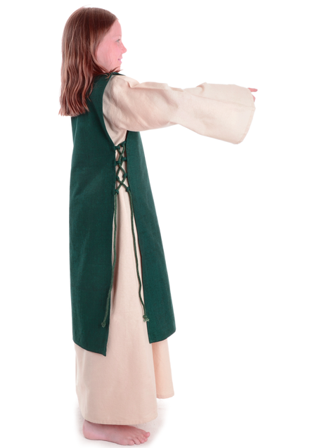 Mittelalter Kinderkleid Alyze (Set) in Beige-Grün Seitenansicht