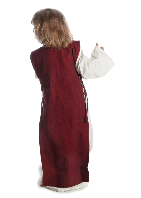 Mittelalter Kinderkleid Alyze (Set) in Beige-Rot Rückansicht