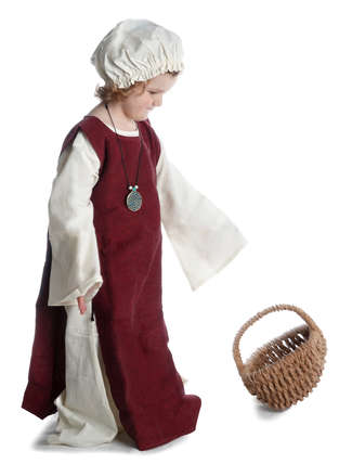 Mittelalter Kinderkleid Alyze (Set) in Beige-Rot Seitenansicht