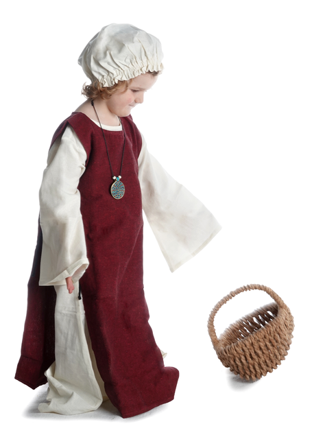 Mittelalter Kinderkleid Alyze (Set) in Beige-Rot Seitenansicht