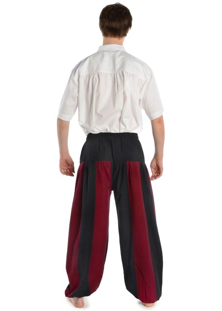 Mittelalter Hose Tristan in Schwarz-Rot Rückansicht