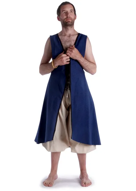 Mittelalter Mantel Lazian in Blau Frontansicht