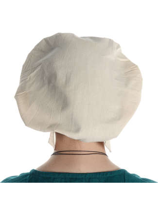 Mittelalter Haube Lunete in Beige Rückansicht