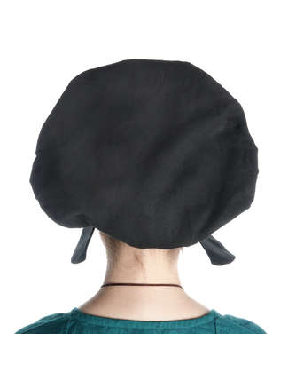 Mittelalter Haube Lunete in Schwarz Rückansicht