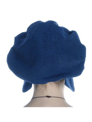 Mittelalter Haube Lunete in Blau Rückansicht