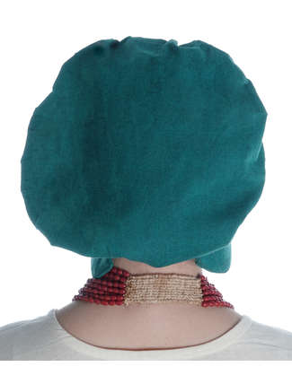 Mittelalter Haube Lunete in Grün Rückansicht