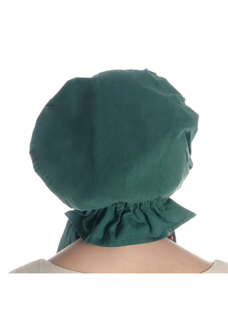 Mittelalter Haube Arnive in Grün Rückansicht