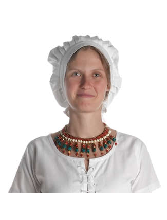 Mittelalter Haube Arnive in Weiß Frontansicht