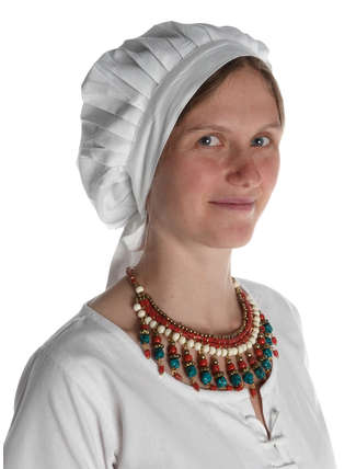 Mittelalter Haube Arnive in Weiß Seitenansicht