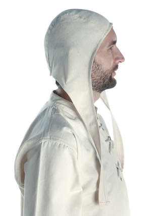 Mittelalter Bundhaube Wenezlan in Beige Seitenansicht