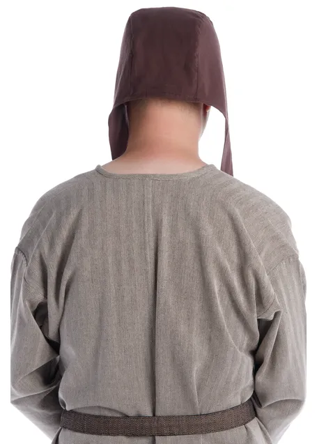 Mittelalter Bundhaube Wenezlan in Braun Rückansicht