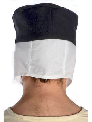 Mittelalter Kappe Reginbald white (Set) in Weiß-Schwarz Rückansicht