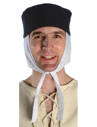 Mittelalter Kappe Reginbald white (Set) in Weiß-Schwarz Frontansicht 2