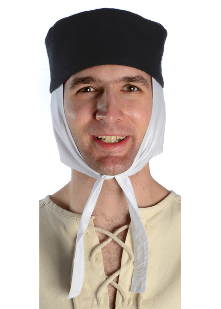 Mittelalter Kappe Reginbald white (Set) in Weiß-Schwarz Frontansicht 2