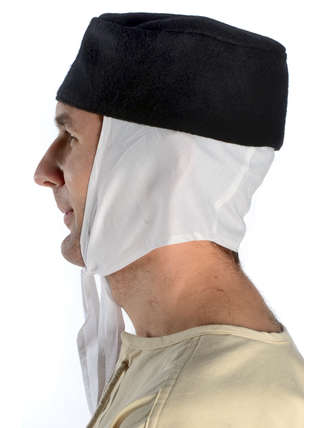 Mittelalter Kappe Reginbald white (Set) in Weiß-Schwarz Seitenansicht