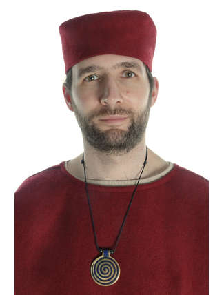 Mittelalter Kappe Reginbald white (Set) in Weiß-Rot Frontansicht