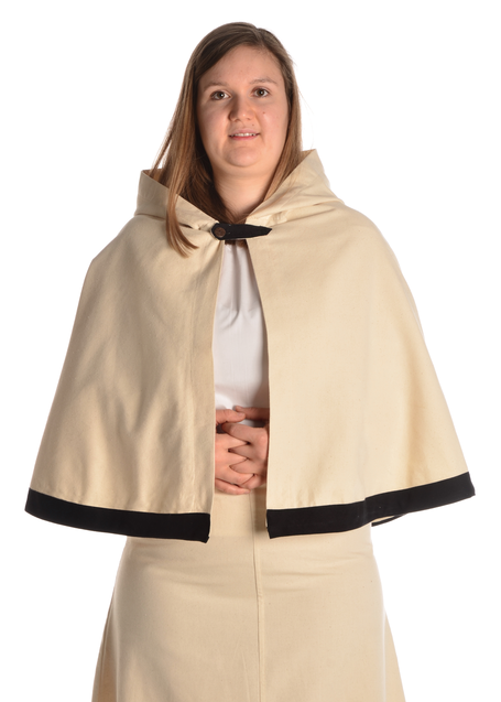 Mittelalter Pelerine Gerutha in Beige Frontansicht 2